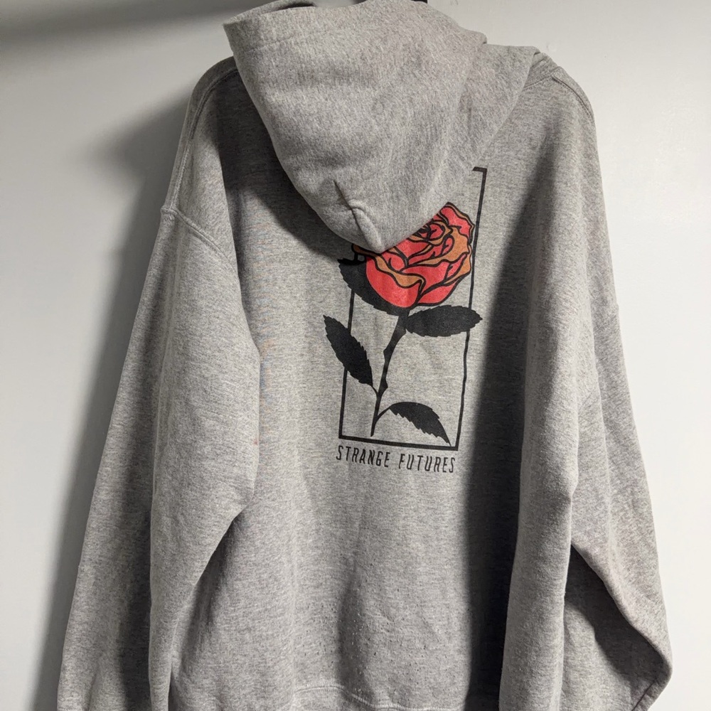 Bluenotes Gray Hoodie with Red Rose Design